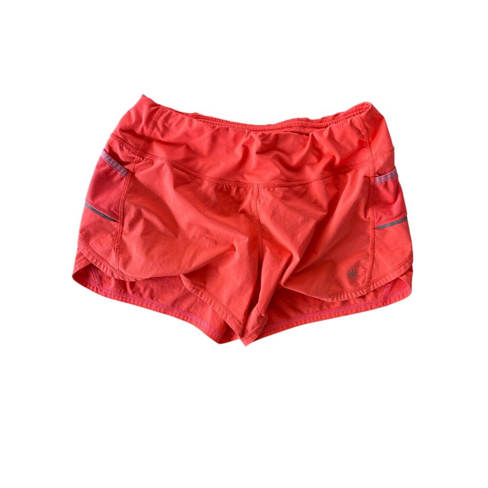 Athleta Lined Workout Running Shorts Neon Bright Orange size medium